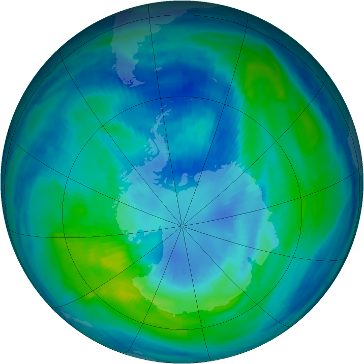 Antarctic ozone map for 03 April 1999